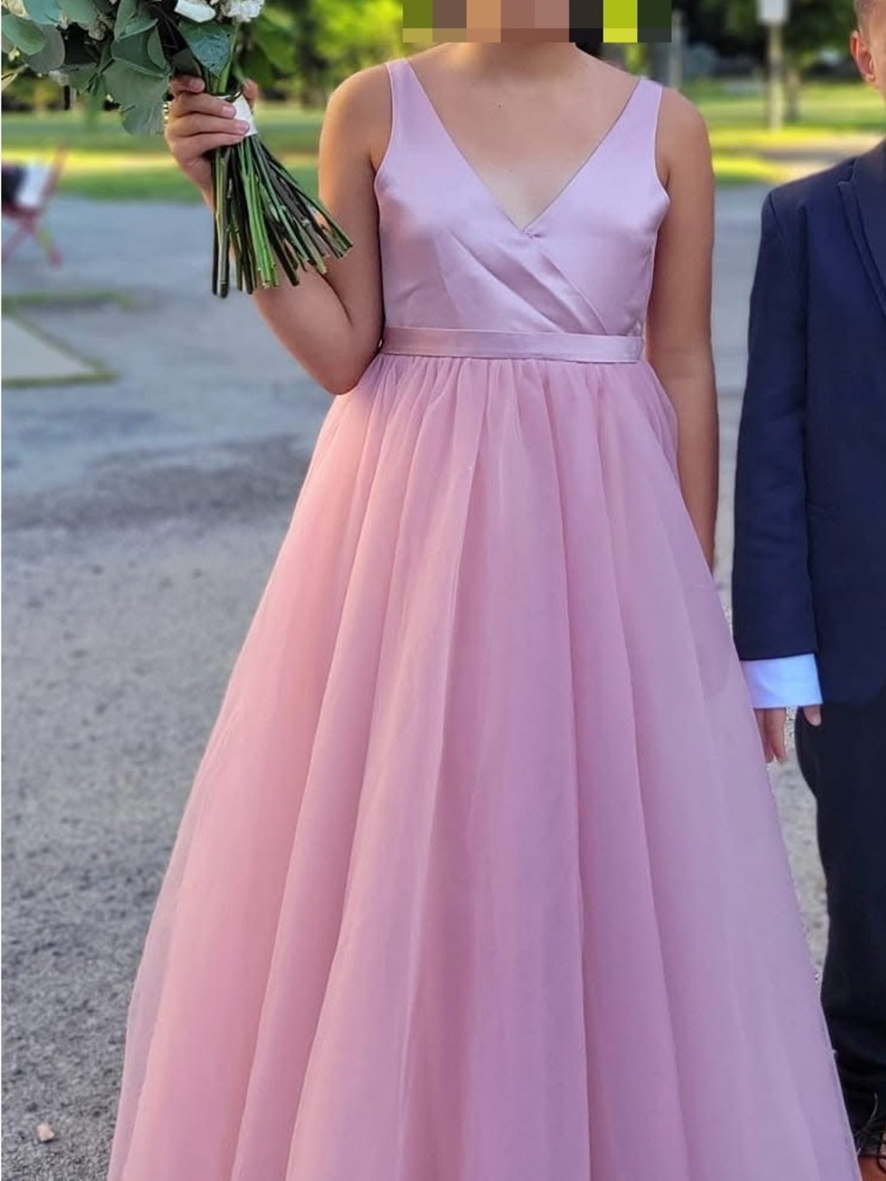 Elegant V-Neck Pink Evening Dress